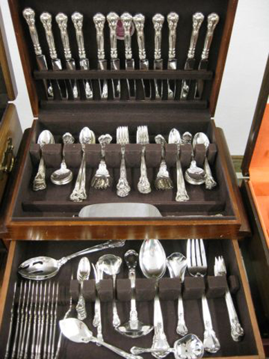 This 94-piece sterling silver flatware set of Chantilly by Gorham changed hands for $1,750.